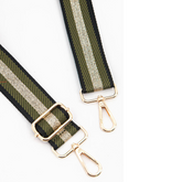 Khaki Gold Glitter Stripe Bag Strap